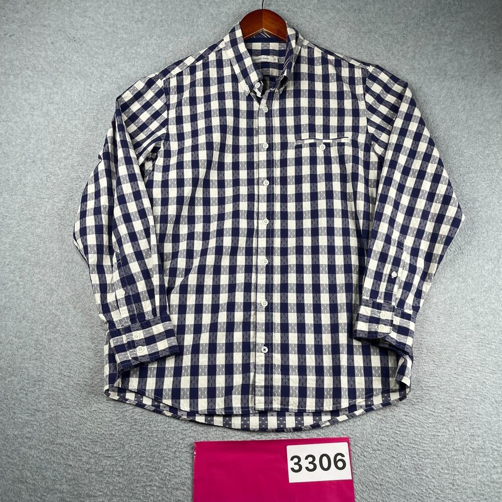 Arturo Calle Shirt Blue White Check Casual Button Up Long Sleeve Mens Large